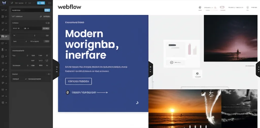 Interface de design Webflow moderne