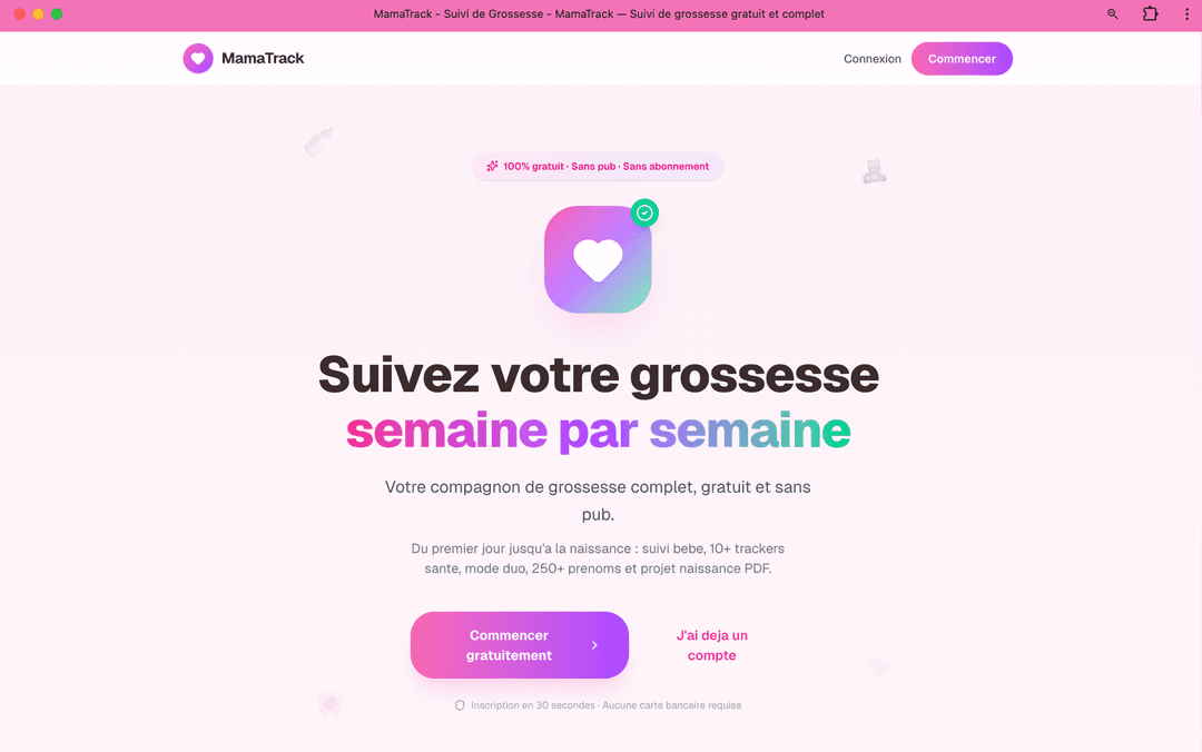 Capture d'écran du projet : MamaTrack — Suivi de grossesse